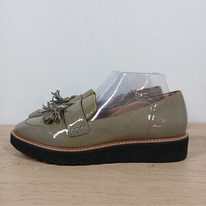 Naturalizer Tassel Loafers Womens 9 Olive Patent Platform Preppy Retro Chic